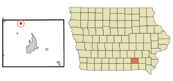 Location of Kirkville, Iowa