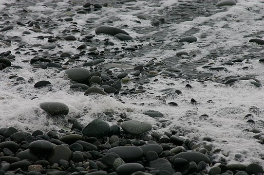 Pebbles given a rounded shape by wave action