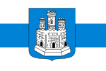 White-blue-white flag with Novgorod Republic White Castle Shield / Бело-сине-белый флаг с изображением Белого Замкового щита Новгородской Республики