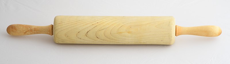 File:Wooden rolling pin isolated on white backgrounds.jpg