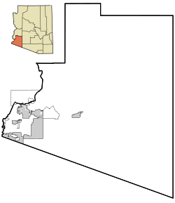 Map of Yuma County showing incorporated and unincorporated areas as well as Indian reservations in the county. Yuma County Incorporated and Unincorporated areas.svg