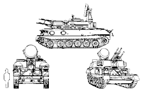 Проекции ЗСУ-23-4 «Шилка» и фигура человека