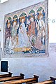 English: Gothic fresco of Sacra Conversazione with benefactors from 1421 at the choir`s south wall Deutsch: Gotisches Fresko der Sacra Conversazione mit Stiftern von 1421 an der Chor S-Wand