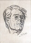 Portrait façon cubiste de Georges Gaudion - Luce Boyals - Musée du Pays rabastinois