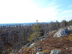 Blick vom Berg Vottovaara, einem Schutzgebiet Russlands im Bezirk Muyezersky