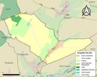 Barevná mapa znázorňující využití půdy.