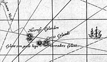 Tafahi (Cocos Eylant) sur une carte de 1619 réalisée par Willem Schouten, navigateur hollandais qui aborde l'île en 1616.