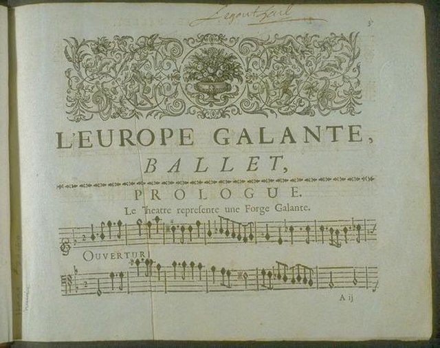 André Campra, L'Europe galante 2nd edition (1698)Ouverture