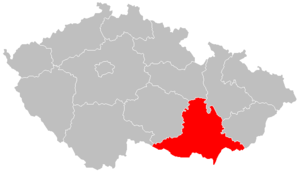 Región de Moravia Meridional en el mapa