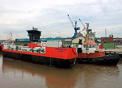 Oil control ship Westensee in Bremerhaven
