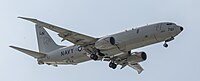 A Boeing P-8 Poseidon, tail number 168761, on final approach at Kadena Air Base in Okinawa, Japan. It is assigned to Patrol Squadron 45 (VP-45) at NAS Jacksonville, Florida, United States.