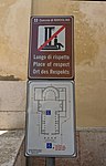 ditto, sign “Place of respect” • “Luogo di rispetto” • “Ort des Respekts”