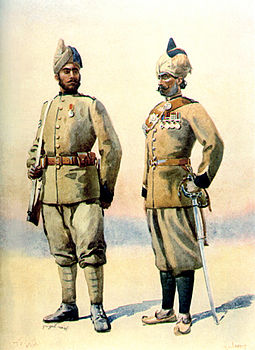 Naik, 57th Wilde's Rifles and Subedar, 53rd Sikhs (right). Watercolour by Major AC Lovett, 1910. 57 (9) & 53 Sikhs (5).jpg