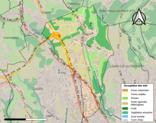 Barevná mapa znázorňující využití půdy.