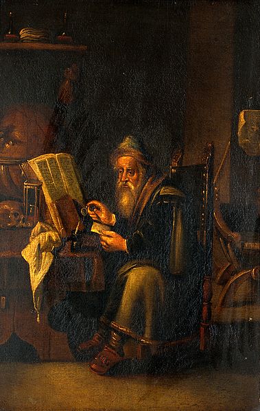 File:A philosopher reading. Oil painting by a follower of David T Wellcome V0017298.jpg