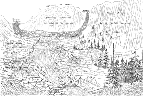 Figure 9a : Glacier de Fiesch, moraine terminale (dessin au trait)