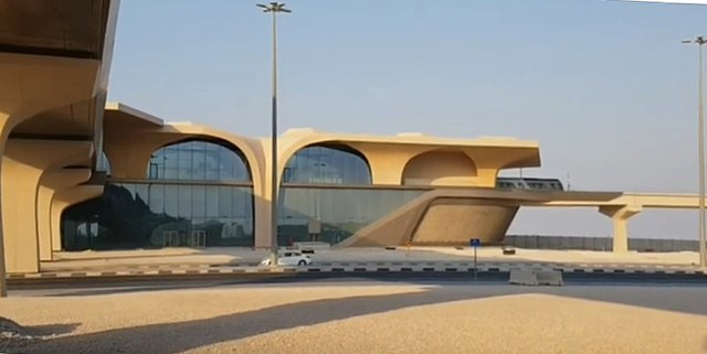 A view of the completed Al Wakrah metro station, part of the Red Line, in June 2019