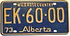 Alberta 1973 kentekenplaat - Nummer EK-60-00.jpg