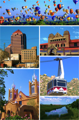 Fiesta Balon, Pusat Albuquerque Pusat Transportasi Alvarado Tram udara Puncak Sandia Gereja San Felipe de Neri, Rio Grande