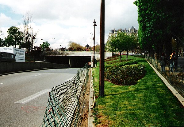 East entrance to the Pont de l'Alma tunnel, where Diana, Princess of Wales, was fatally injured.