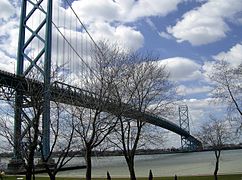 The bridge, which is each city's main trade artery with the other