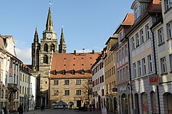 Martin Luther Square, Church of St. Gumbertus in the background