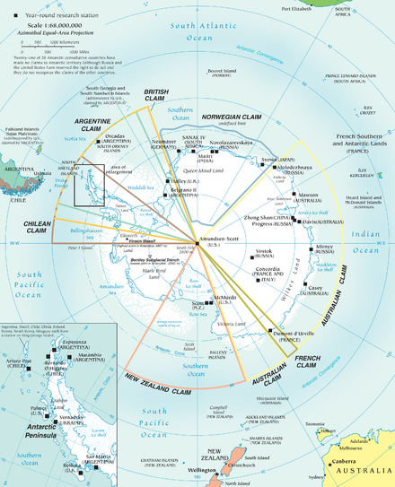 Reclamacions territorials i bases establertes a l'Antàrtida.