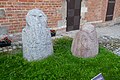 Anthropomorphic stones in front of the Archaeological Museum in Gdansk.