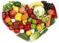 Vegetables and fruits in a heart shape