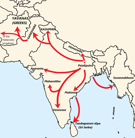 Map of the Buddhist missions in Asia during the reign of Ashoka