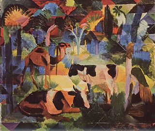 <i>Landscape with Cows and Camel</i> 1914 painting by August Macke