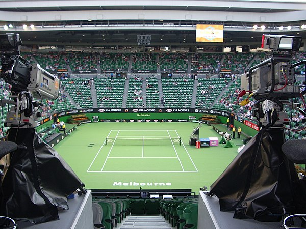 Rod Laver Arena night session in 2007, the last year the tournament used the Rebound Ace surface.