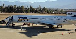 Avión Boeing 727-200 del TAM en el Aeropuerto Oriel Lea Plaza, Tarija