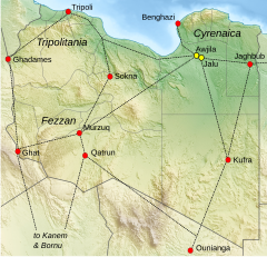 Caravan routes in Libya, 19th century. Awjila and Jalu in the northeast