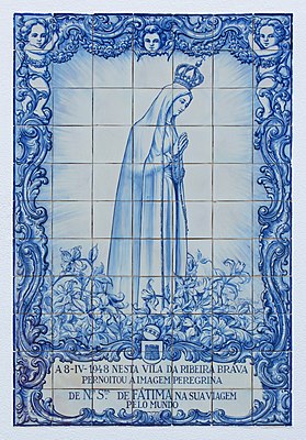 "Our Lady of Fátima". Ceramic tiles (Azulejo) at Ribeira Brava, Madeira