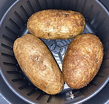 Baked potatoes cooked in an air fryer