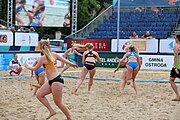 Deutsch: Beachhandball Europameisterschaften 2019 (Beach handball Euro); Tag 6: 7. Juli 2019 – Spiel um Platz Drei, Frauen, Kroatien-Niederlande 0:2 (14:23, 20:22) English: Beach handball Euro; Day 6: 7 July 2019 – Women's Bronze Medal Match – Croatia-Netherlands 0:2 (14:23, 20:22)