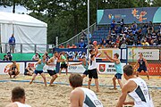 Deutsch: Beachhandball Europameisterschaften 2019 (Beach handball Euro); Tag 6: 7. Juli 2019 – Männerfinale, Dänemark-Norwegen 2:0 (25:18, 19:16) English: Beach handball Euro; Day 6: 7 July 2019 – Men's Final – Denmark-Norway 2:0 (25:18, 19:16)