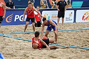 Deutsch: Beachhandball Europameisterschaften 2019 (Beach handball Euro); Tag 5: 6. Juli 2019 – Männer, Halbfinale, Dänemark-Ungarn 2:0 (19:16, 22:18) English: Beach handball Euro; Day 5: 6 July 2019 – Semifinal Men – Denmark-Ukraie 2:0 (19:16, 22:18)