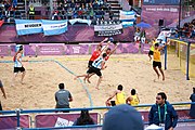 Deutsch: Beachhandball bei den Olympischen Jugendspielen 2018; Tag 5, 10. November 2018; Jungen, Hauptrunde - Thailand-Argentinien 2:1 English: Beach handball at the 2018 Summer Youth Olympics at 11 October 2018 – Boys Main Round – Thailand-Argentina 2:1