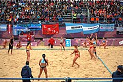 Deutsch: Beachhandball bei den Olympischen Jugendspielen 2018; Tag 5, 10. November 2018; Mädchen, Hauptrunde - Kroatien-Argentinien 1:2 English: Beach handball at the 2018 Summer Youth Olympics at 11 October 2018 – Girls Main Round – Croatia-Argentina 1:2