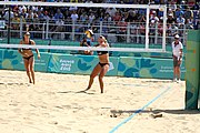 Deutsch: Beachvolleyball bei den Olympischen Jugendspielen 2018; Tag 11, 17. Oktober 2018; Jungen, Spiel um Platz 3 – USA (Devon Newberry/Lindsey Sparks)-Norwegen (Emilie Olimstad/Frida Berntsen) 1:2 (21–1/13–21/9–15) English: Beach volleyball at the 2018 Summer Youth Olympics at 17 October 2018 – Bronze Medal Match – USA (Devon Newberry/Lindsey Sparks)-Norway (Emilie Olimstad/Frida Berntsen) 1:2 (21–1/13–21/9–15)