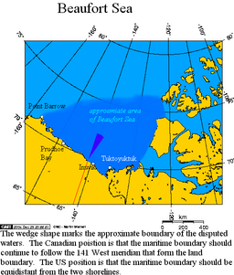 Kart over Beauforthavet med omstridd territorium avmerka.
