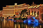 Bellagio Casino och hotel fotograferad på natten.