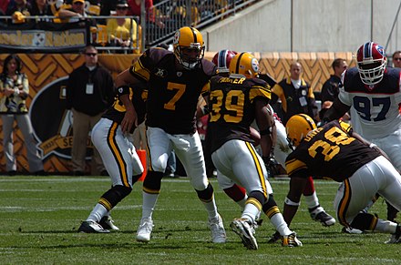 The Pittsburgh Steelers wearing their 75th year throwback uniforms vs. the Buffalo Bills in 2007