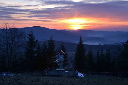 Beskid Wyspowy in the evening