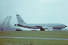 133rd ARS Boeing KC-135A Stratotanker 58-0043 at RAF Mildenhall, United Kingdom, 1980 Boeing KC-135A Stratotanker (717-148), USA - Air Force AN1656049.jpg