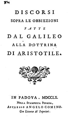 Bressani - Discorsi sopra le obbiezioni fatte dal Galileo alla dottrina di Aristotile, 1760 - 1231591.jpg