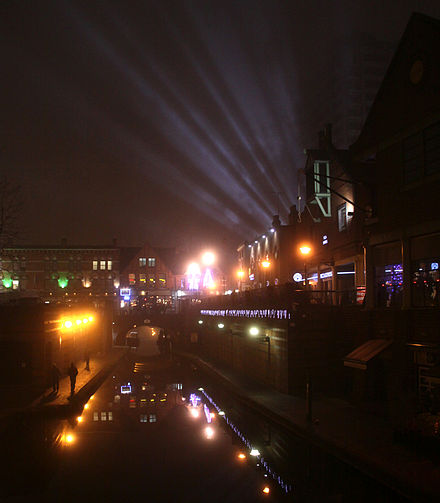 Canal in Brindleyplace on New Year's Eve