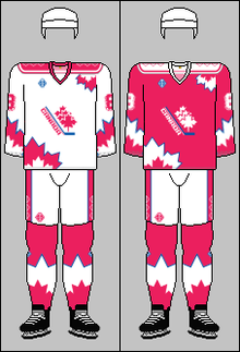 1990 women's team jerseys for Team Canada Canada national ice hockey team jerseys 1990 WW.png